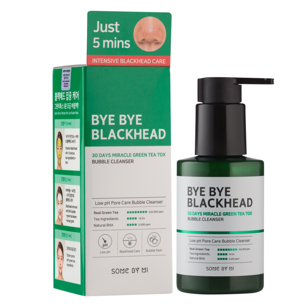 Some By Mi Bye Bye Blackhead 30 Days Miracle Green Tea Tox Bubble Cleanser 120g Okka Beauty