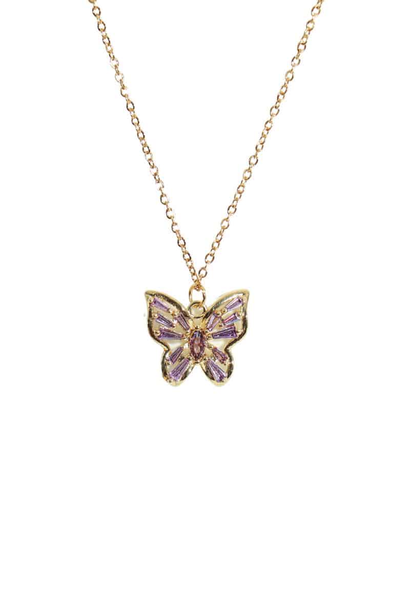 The bijou graceful wing with stones necklace ACE50117 - Okka Beauty
